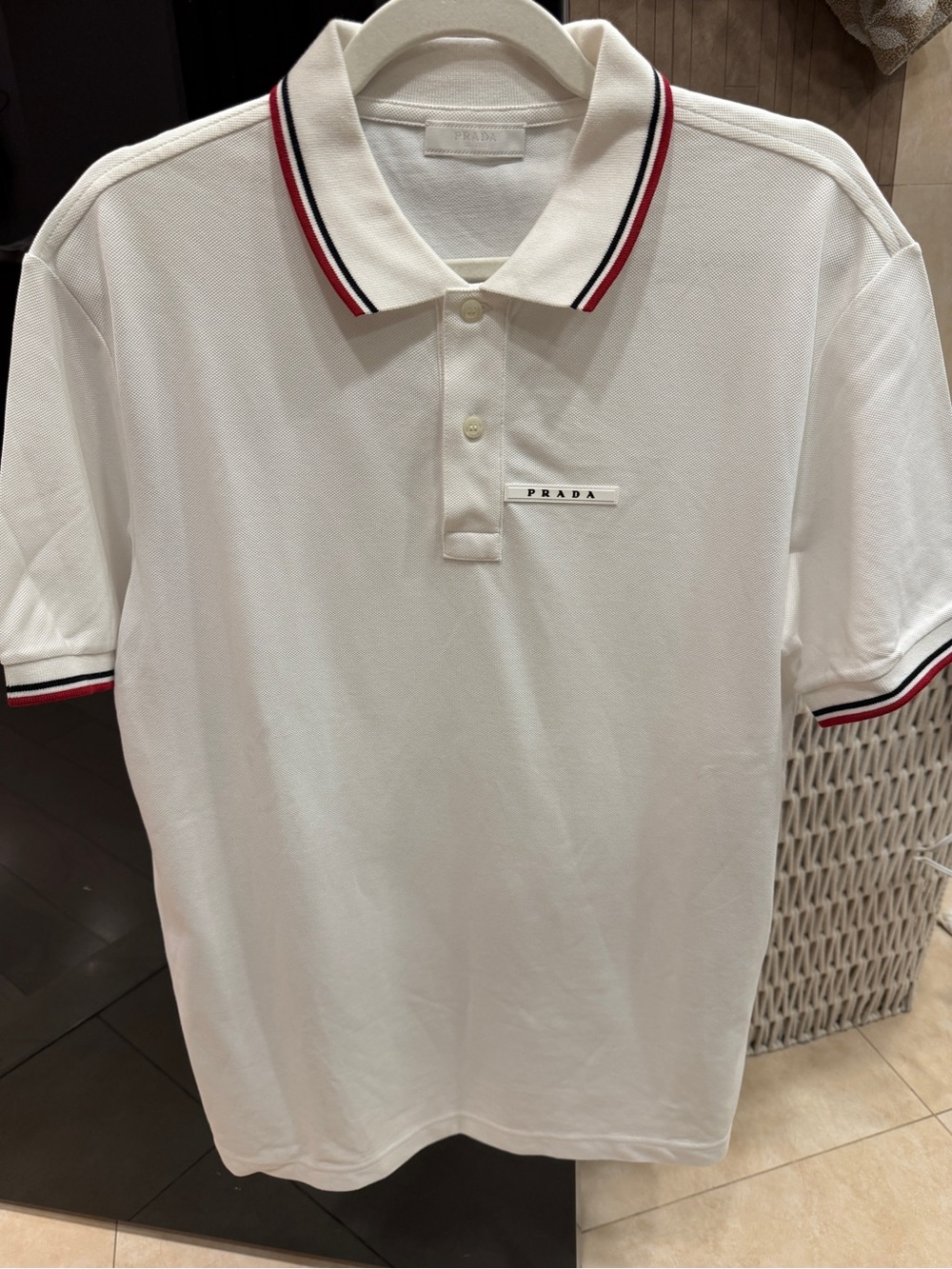 New Men’s PRADA White Polo Shirt Sz XL